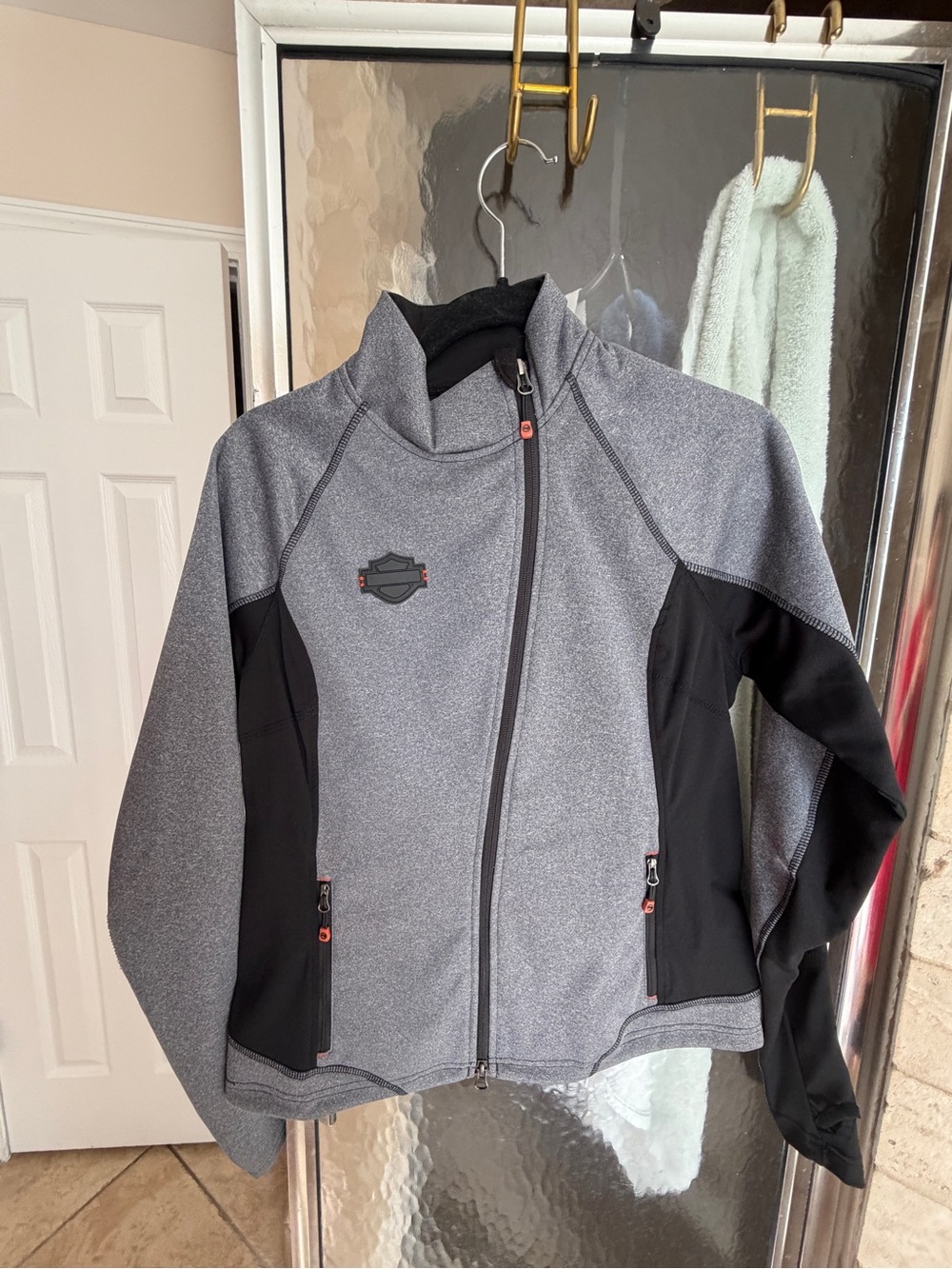 Harley-Davidson Gray and Black Women's Zip Puffer Jacket